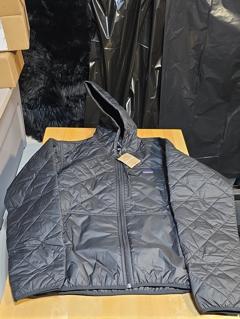 Patagonia Black Quilted Hooded Insulated Jacket